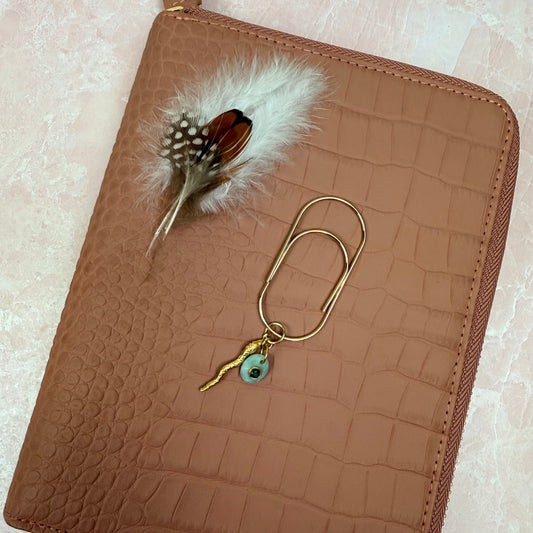 Good Witch Amazonite Evil Eye and Brass Serpent Planner Charm