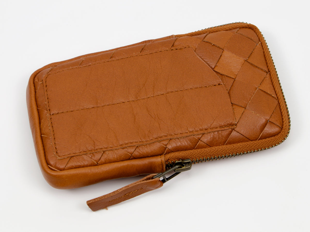 Estuche para bolígrafos Milloo Slim, tejido a mano, marrón tostado
