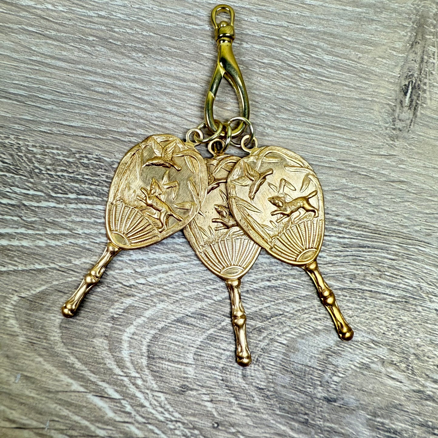 Oriental Fan Brass Charm for Traveler's Notebook