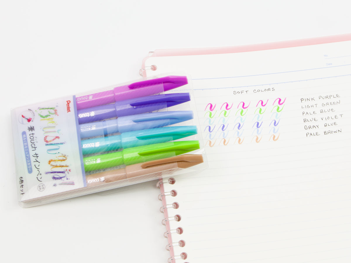 Juego de 6 bolígrafos de tinta táctil Pentel Fude 