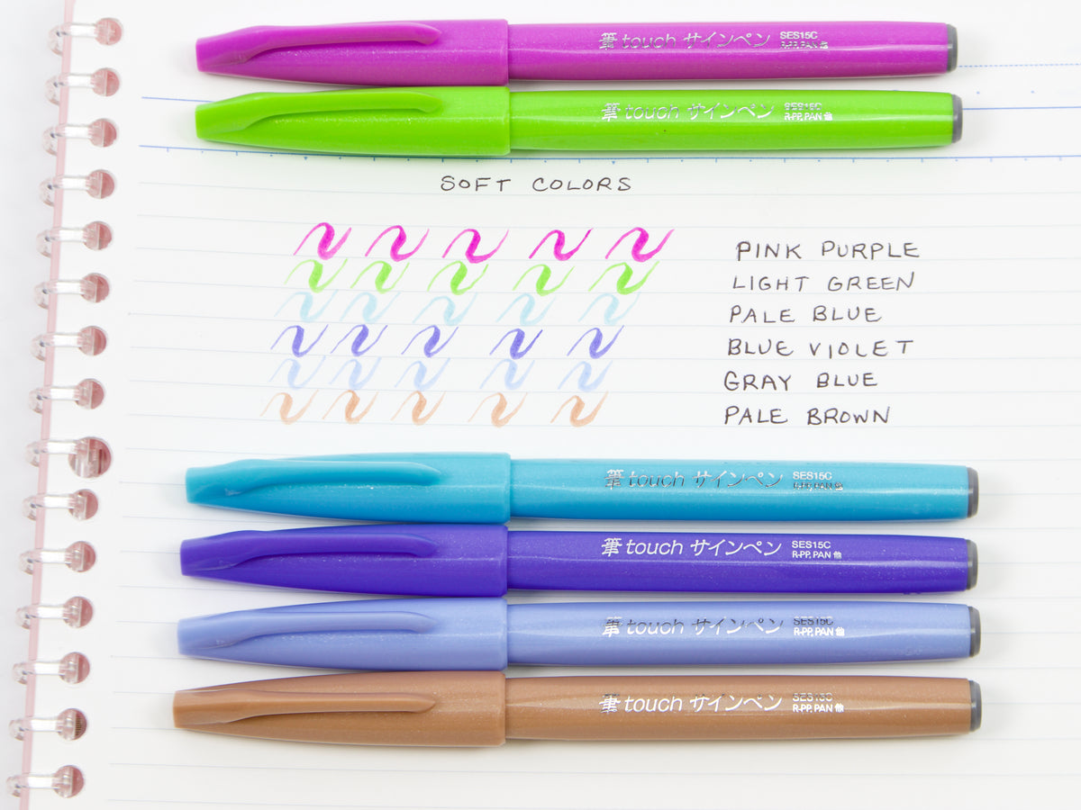 Juego de 6 bolígrafos de tinta táctil Pentel Fude 
